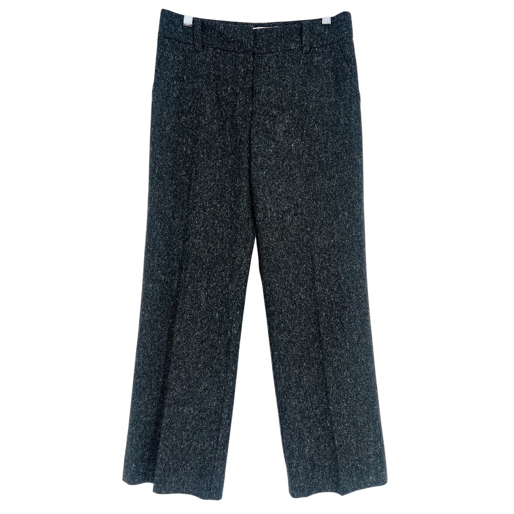 Trina Turk Trousers Womens 2 Gray Wool Silk Tweed Straight Leg Career Workwear